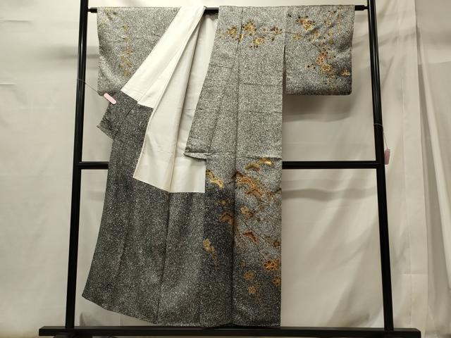 平和屋着物■訪問着　駒刺繍　枝梅松文　たたき染め　金銀彩　正絹　逸品　CABH3002oy