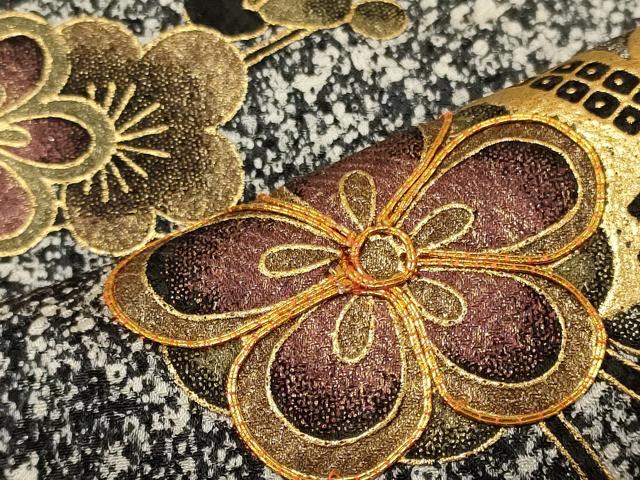 平和屋着物■訪問着　駒刺繍　枝梅松文　たたき染め　金銀彩　正絹　逸品　CABH3002oy
