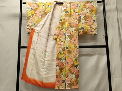 平和屋着物■上質な小紋　手描き　草花文　正絹　逸品　CABH3003oy