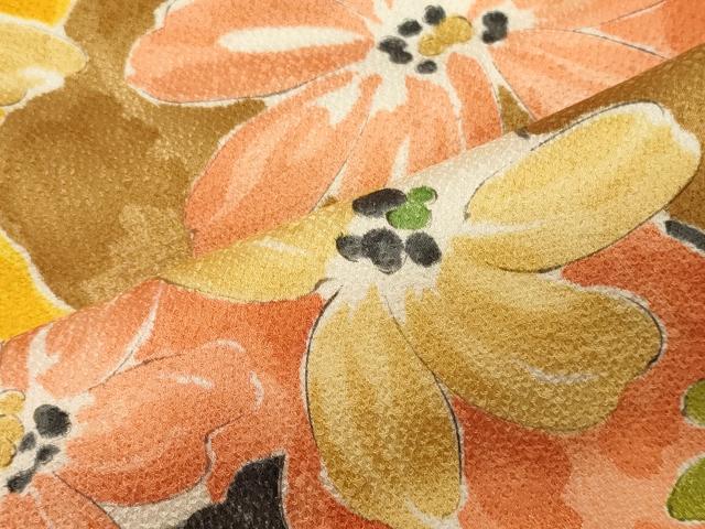 平和屋着物■上質な小紋　手描き　草花文　正絹　逸品　CABH3003oy