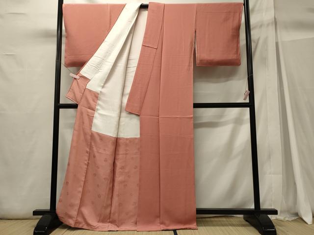 平和屋着物■上質な色無地　作家物　甚三紅色　正絹　逸品　未使用　CABH3009oy