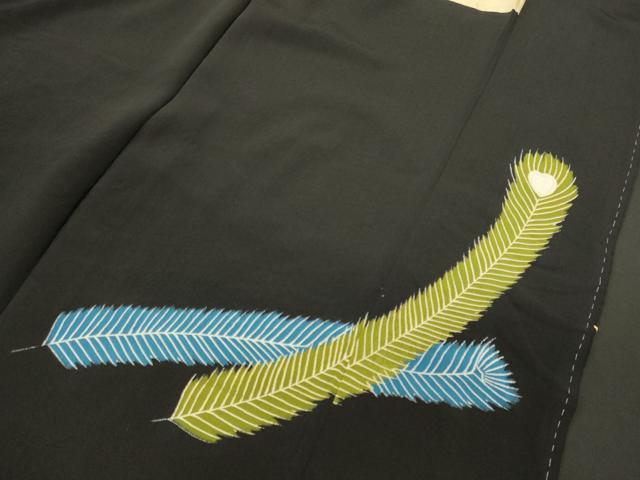 平和屋着物■豪華黒留袖　総刺繍　孔雀文　金銀糸　正絹　逸品　CABH3015oy
