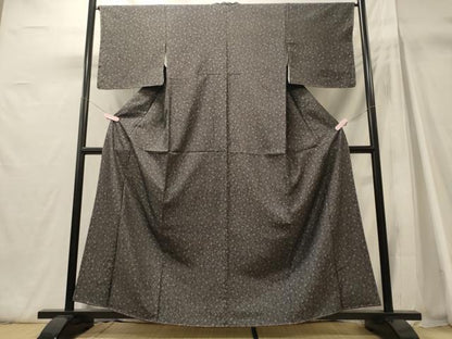 平和屋着物■上質な小紋　花唐草文　黒地　正絹　逸品　未使用　CABH3022oy