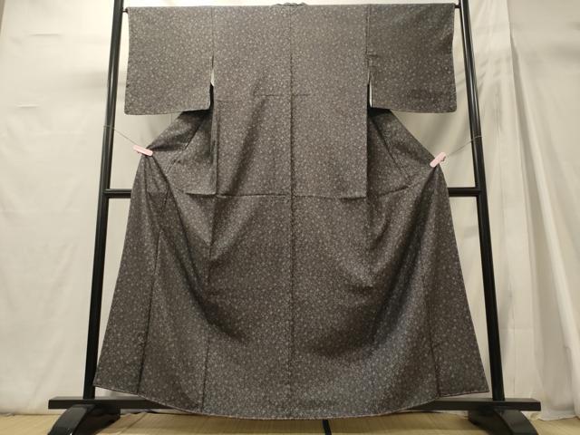 平和屋着物■上質な小紋　花唐草文　黒地　正絹　逸品　未使用　CABH3022oy
