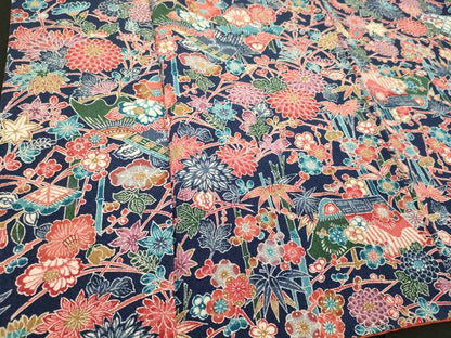 平和屋着物■上質な小紋　風景草花文　鬼しぼ縮緬　正絹　逸品　CABH3024oy