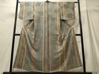 平和屋着物■上質な小紋　縞　正絹　逸品　CABH3029oy