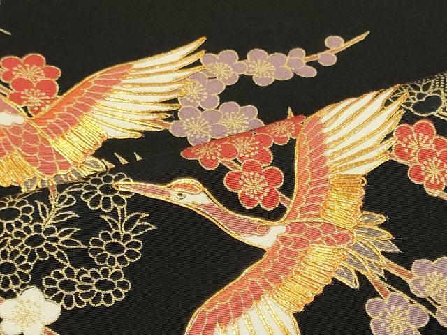 平和屋着物■豪華黒留袖　駒刺繍　飛鶴梅松文　暈し染め　金彩　正絹　逸品　CABH3030oy