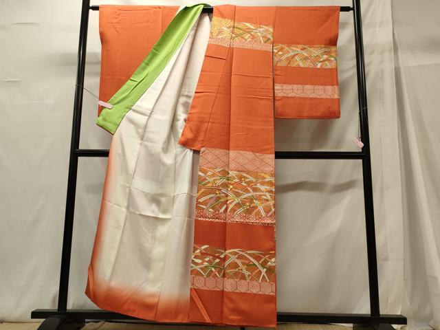 平和屋着物■訪問着　駒刺繍　露芝文　金彩　正絹　逸品　CABH3036oy