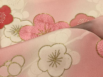 平和屋着物■訪問着　駒刺繍　槍梅　暈し染め　金彩　正絹　逸品　CABH3037oy