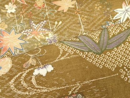 平和屋着物■上質な小紋　エ霞草花文　暈し染め　金彩　正絹　逸品　未使用　CABH3039oy
