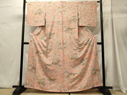平和屋着物■上質な小紋　渡橋草花文　正絹　逸品　CABH3042oy