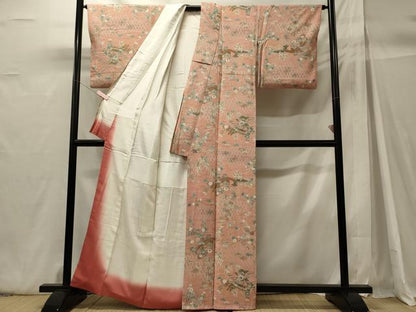 平和屋着物■上質な小紋　渡橋草花文　正絹　逸品　CABH3042oy
