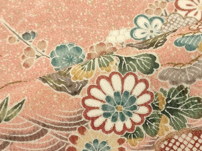 平和屋着物■上質な小紋　渡橋草花文　正絹　逸品　CABH3042oy