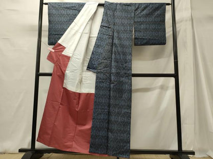 平和屋着物■本場大島紬　割り込み絣　幾何学文　正絹　逸品　CABH3045oy