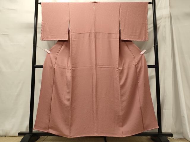 平和屋着物■上質な色無地　作家物　花唐草地紋　紅梅色　正絹　逸品　未使用　CABH3049oy