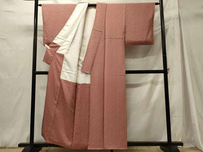 平和屋着物■上質な色無地　作家物　花唐草地紋　紅梅色　正絹　逸品　未使用　CABH3049oy