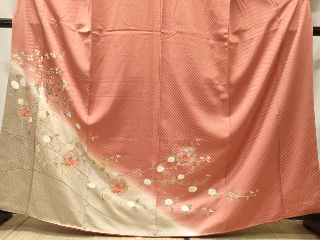 平和屋着物■中国三大刺繍　スワトウ刺繍　訪問着　雪輪草花文　暈し染め　金彩　正絹　逸品　CABH3050oy