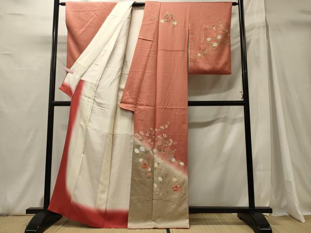 平和屋着物■中国三大刺繍　スワトウ刺繍　訪問着　雪輪草花文　暈し染め　金彩　正絹　逸品　CABH3050oy