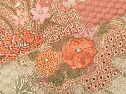 平和屋着物■中国三大刺繍　スワトウ刺繍　訪問着　雪輪草花文　暈し染め　金彩　正絹　逸品　CABH3050oy