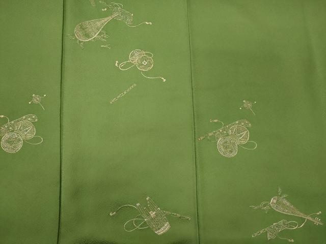 平和屋着物■豪華色留袖　総刺繍　鼓　蘇州刺繍　金銀糸　正絹　逸品　未使用　CABH3051oy