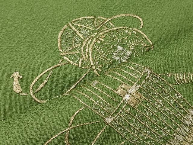 平和屋着物■豪華色留袖　総刺繍　鼓　蘇州刺繍　金銀糸　正絹　逸品　未使用　CABH3051oy