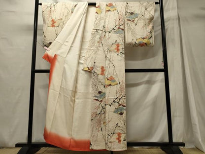 平和屋着物■上質な小紋　手描き　枝梅冊子文　正絹　逸品　CABH3055oy