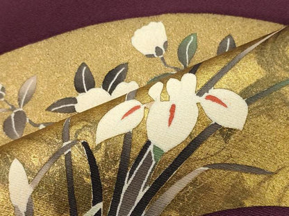 平和屋着物■訪問着　刺繍　地紙草花文　金彩　正絹　逸品　CABH3063oy