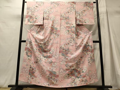 平和屋着物■上質な小紋　草花文　銀彩　高島屋扱い　正絹　逸品　CABH3064oy