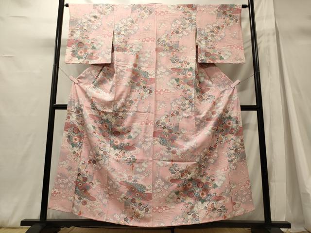 平和屋着物■上質な小紋　草花文　銀彩　高島屋扱い　正絹　逸品　CABH3064oy