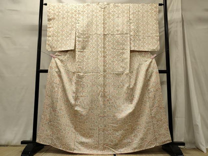 平和屋着物■上質な小紋　扇面吉祥花文　正絹　逸品　CABH3065oy