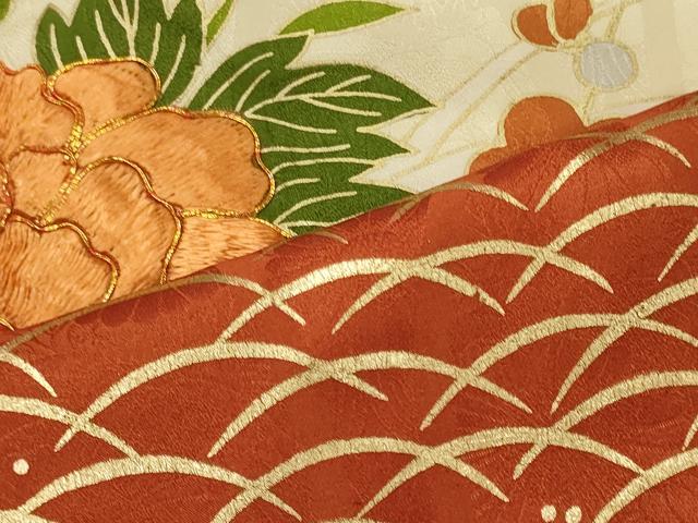 平和屋着物■豪華振袖　駒刺繍　色紙御所車花文　金彩　正絹　逸品　CABH3085oy