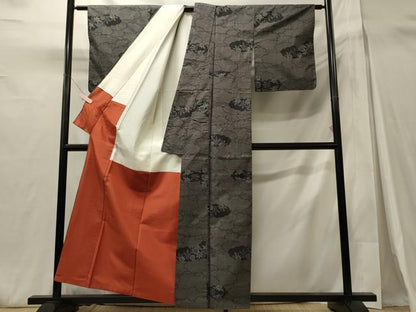 平和屋着物■本場大島紬　7マルキ　雲取り花文　正絹　逸品　CABH3094oy