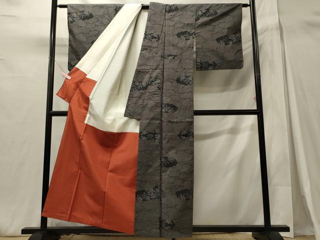 平和屋着物■本場大島紬　7マルキ　雲取り花文　正絹　逸品　CABH3094oy