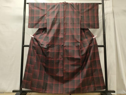 平和屋着物■上質な紬　格子柄　正絹　逸品　未使用　CABH3095oy