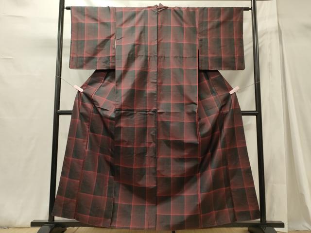 平和屋着物■上質な紬　格子柄　正絹　逸品　未使用　CABH3095oy