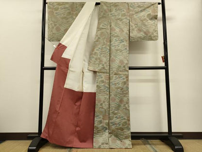 平和屋着物■本場大島紬　7マルキ　流水草花文　正絹　逸品　未使用　CABH3101oy