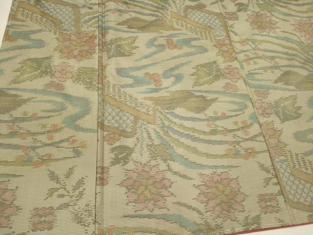 平和屋着物■本場大島紬　7マルキ　流水草花文　正絹　逸品　未使用　CABH3101oy