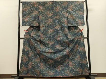 平和屋着物■上質な紬　草花文　正絹　逸品　未使用　CABH3102oy