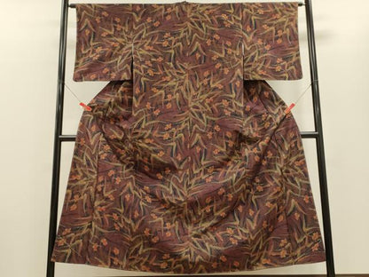 平和屋着物■上質な紬　草花文　正絹　逸品　未使用　CABH3103oy