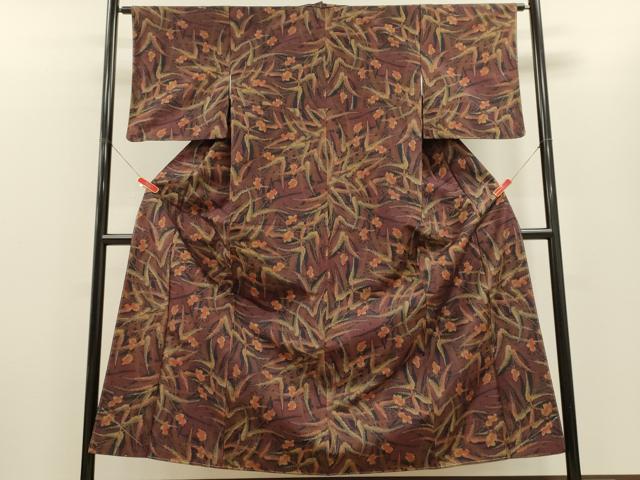 平和屋着物■上質な紬　草花文　正絹　逸品　未使用　CABH3103oy