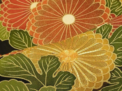 平和屋着物■豪華黒留袖　駒刺繍　菊　金彩　正絹　逸品　CABH3107oy