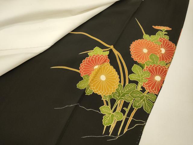 平和屋着物■豪華黒留袖　駒刺繍　菊　金彩　正絹　逸品　CABH3107oy