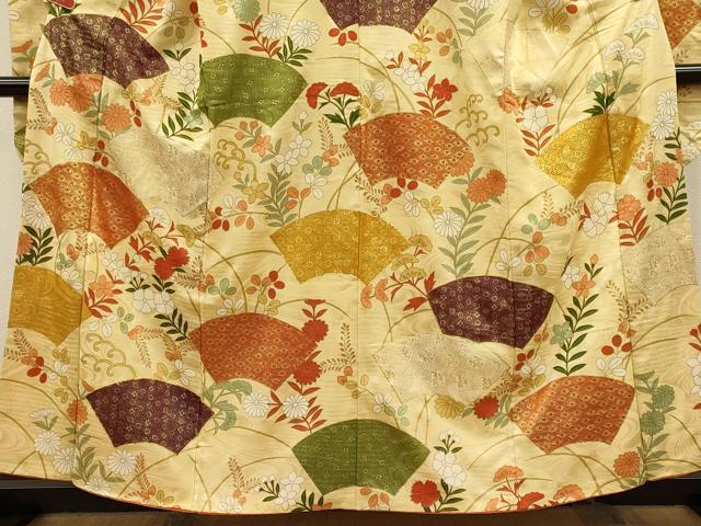 平和屋着物■豪華振袖　駒刺繍　地紙草花文　金彩　正絹　逸品　CABH3108oy