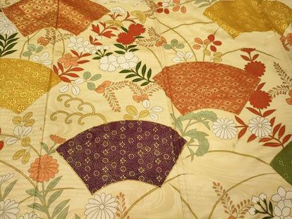 平和屋着物■豪華振袖　駒刺繍　地紙草花文　金彩　正絹　逸品　CABH3108oy