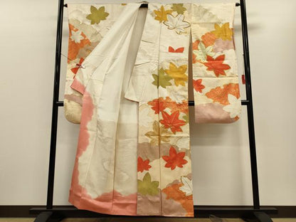 平和屋着物■豪華振袖　駒刺繍　雪輪楓文　金銀彩　正絹　逸品　CABH3109oy
