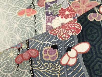 平和屋着物■上質な小紋　扇面枝花間道　暈し染め　金銀彩　正絹　逸品　未使用　CABH3113oy