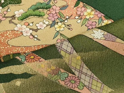 平和屋着物■訪問着　扇面花松文　暈し染め　金彩　やまと誂製　正絹　逸品　CABH3117oy