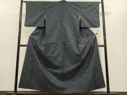 平和屋着物■上質な紬　花唐草文　黒地　正絹　逸品　CABH3118oy