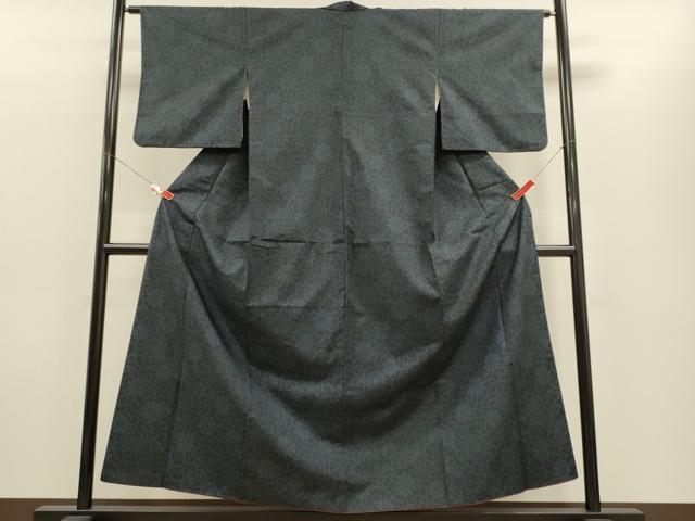 平和屋着物■上質な紬　花唐草文　黒地　正絹　逸品　CABH3118oy