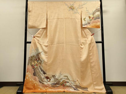 平和屋着物■訪問着　几帳花文　暈し染め　金彩　ロング丈　正絹　逸品　CABH3119oy